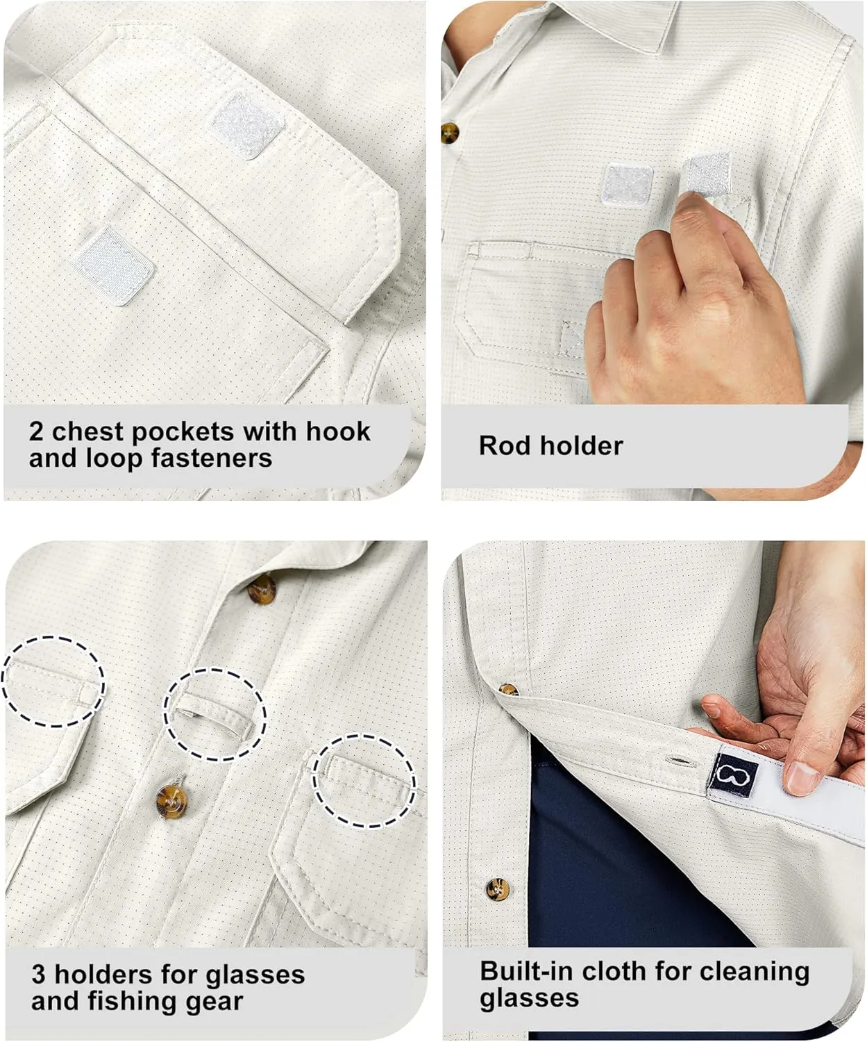Outdoor Ventures Men's Lightweight Short Sleeve Fishing Shirt UPF 50 Button Down Quick Dry Cooling Hiking Travel Safari Shirt