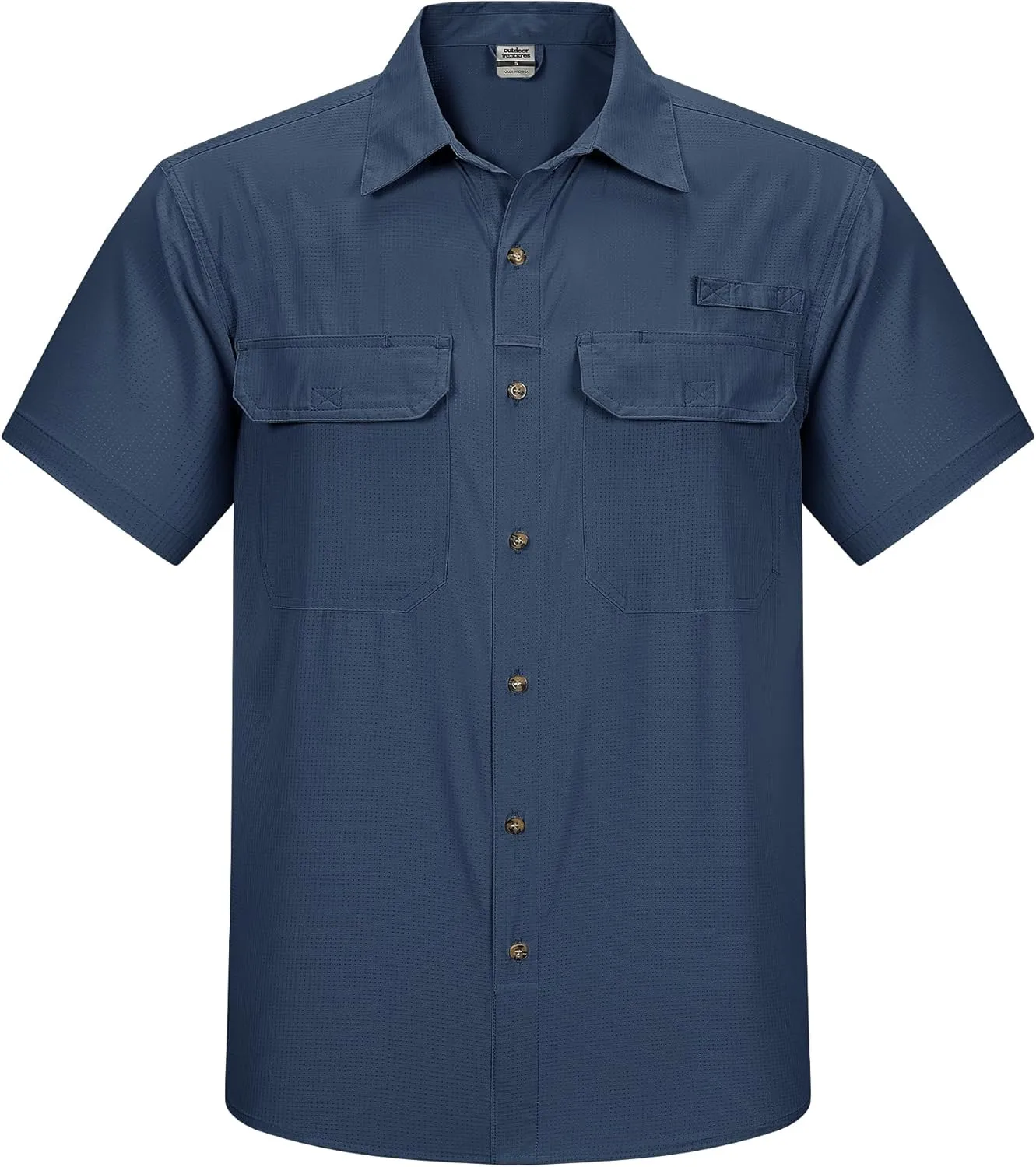 Outdoor Ventures Men's Lightweight Short Sleeve Fishing Shirt UPF 50 Button Down Quick Dry Cooling Hiking Travel Safari Shirt