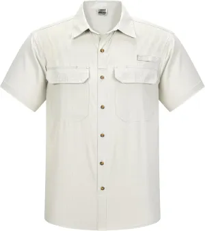 Outdoor Ventures Men's Lightweight Short Sleeve Fishing Shirt UPF 50 Button Down Quick Dry Cooling Hiking Travel Safari Shirt