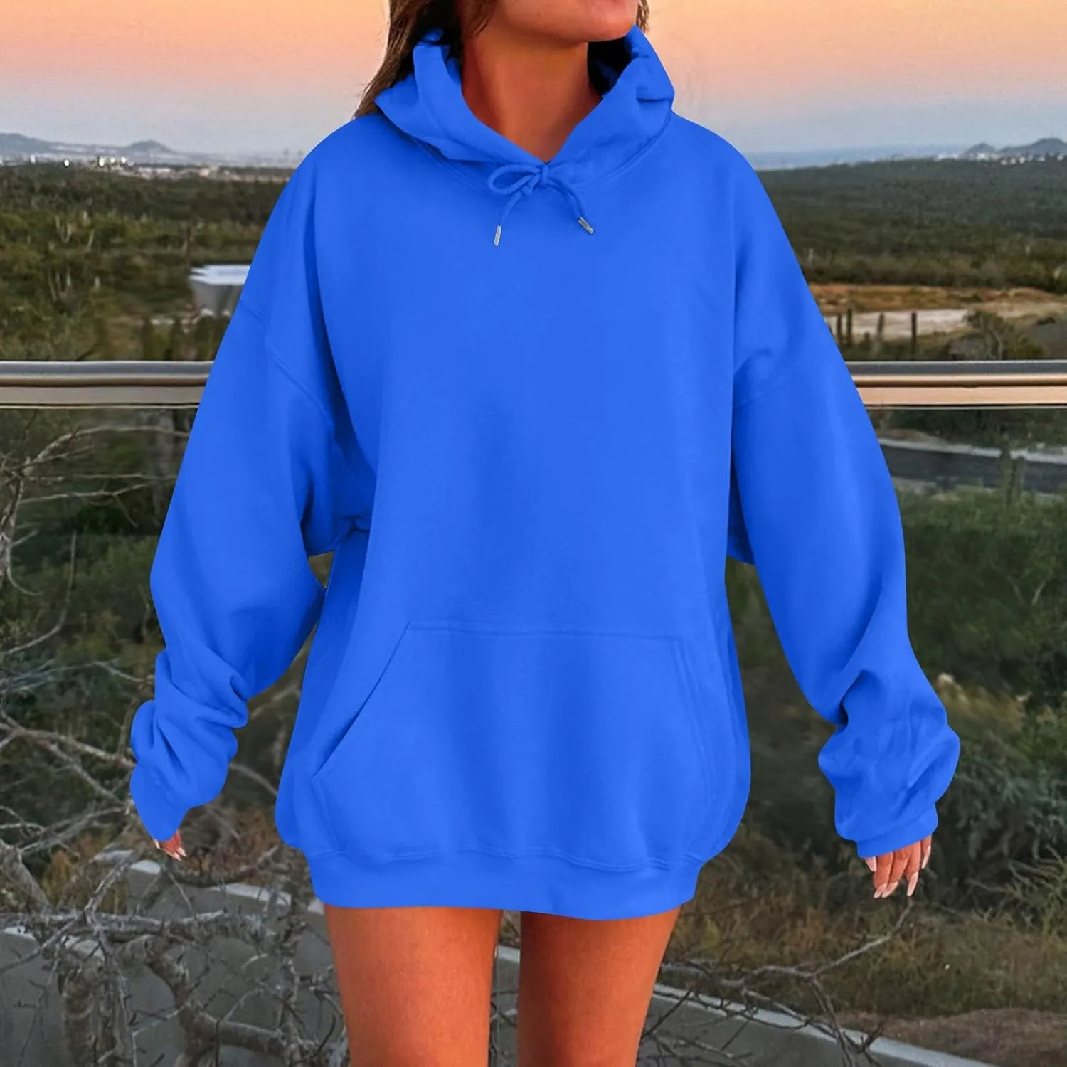 Oversized Hoodies for Women Casual Long Sleeve Pullover Sweaters Trendy Drawstring Fleece Sweatshirts with Pocket