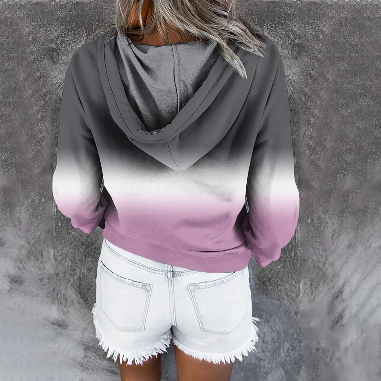 Oversized Hoodies for Women Fall Fashion Button Down Loose Fit Sweatshirt Long Sleeve Cute Drawstring Workout Hoodie