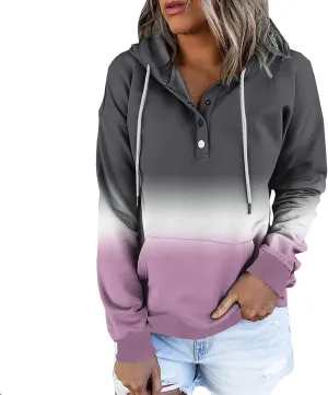 Oversized Hoodies for Women Fall Fashion Button Down Loose Fit Sweatshirt Long Sleeve Cute Drawstring Workout Hoodie