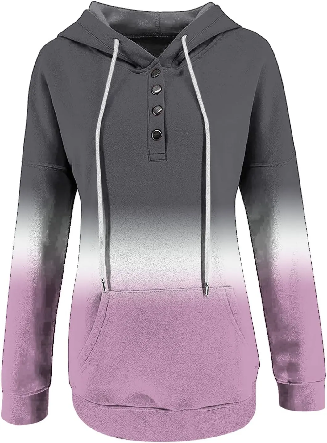 Oversized Hoodies for Women Fall Fashion Button Down Loose Fit Sweatshirt Long Sleeve Cute Drawstring Workout Hoodie
