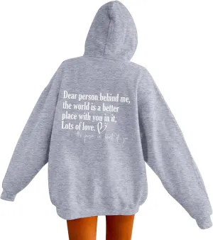 Oversized Hoodies for Women Fleece Casual Long Sleeve Letter Graphic Print Hoodie Sweatshirts Drawstring Pullover Pocket