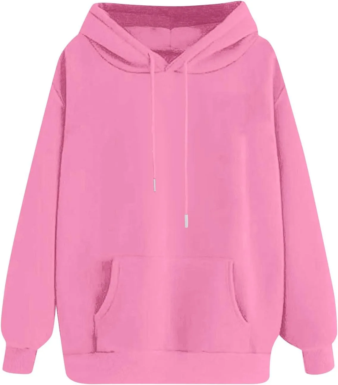 Oversized Hoodies for Women Loose Long Sleeve Crew Neck Sweatshirts Hooded Classic Solid Pullover with Pockets
