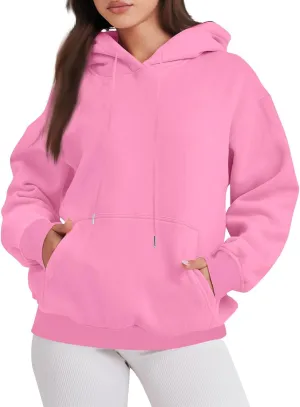 Oversized Hoodies for Women Loose Long Sleeve Crew Neck Sweatshirts Hooded Classic Solid Pullover with Pockets