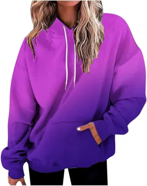 Oversized Hoodies for Women Plus Size Drawstring Sweatshirt with Pocket Loose Pullover Long Sleeve Travel Clothes
