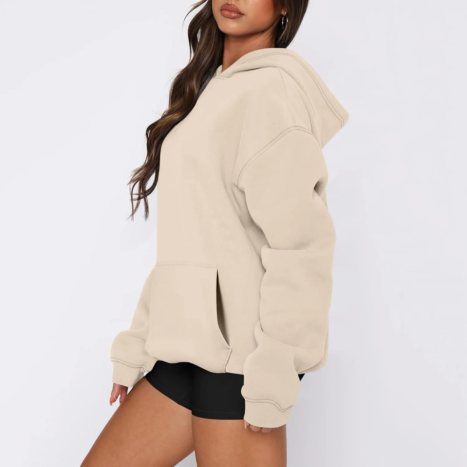 Oversized Hoodies for Women Trendy Winter Fleece Pullover Hoodie Y2k Long Sleeve Hooded Sweatshirt with Pockets