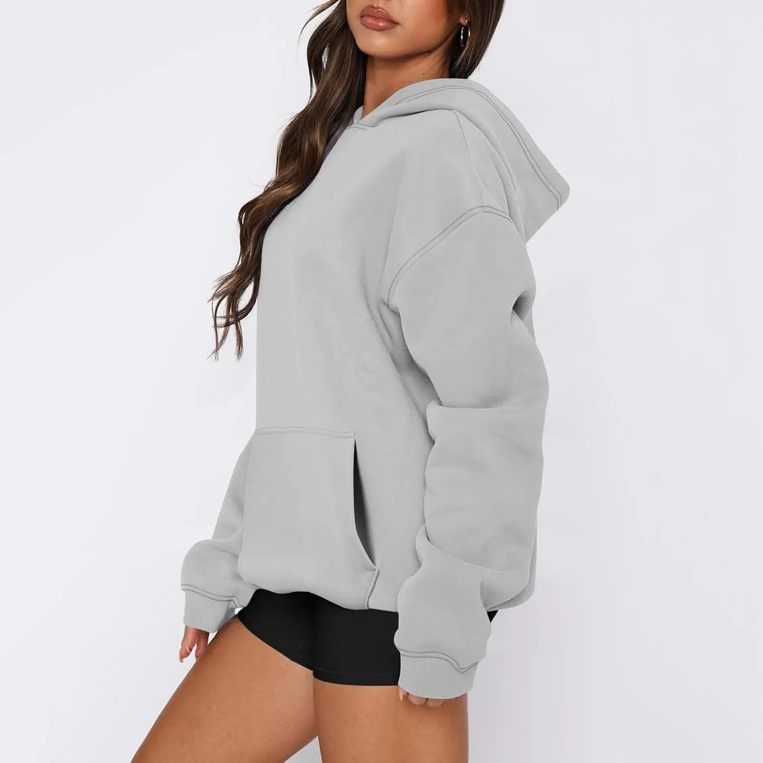 Oversized Hoodies for Women Trendy Winter Fleece Pullover Hoodie Y2k Long Sleeve Hooded Sweatshirt with Pockets