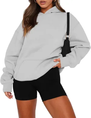 Oversized Hoodies for Women Trendy Winter Fleece Pullover Hoodie Y2k Long Sleeve Hooded Sweatshirt with Pockets