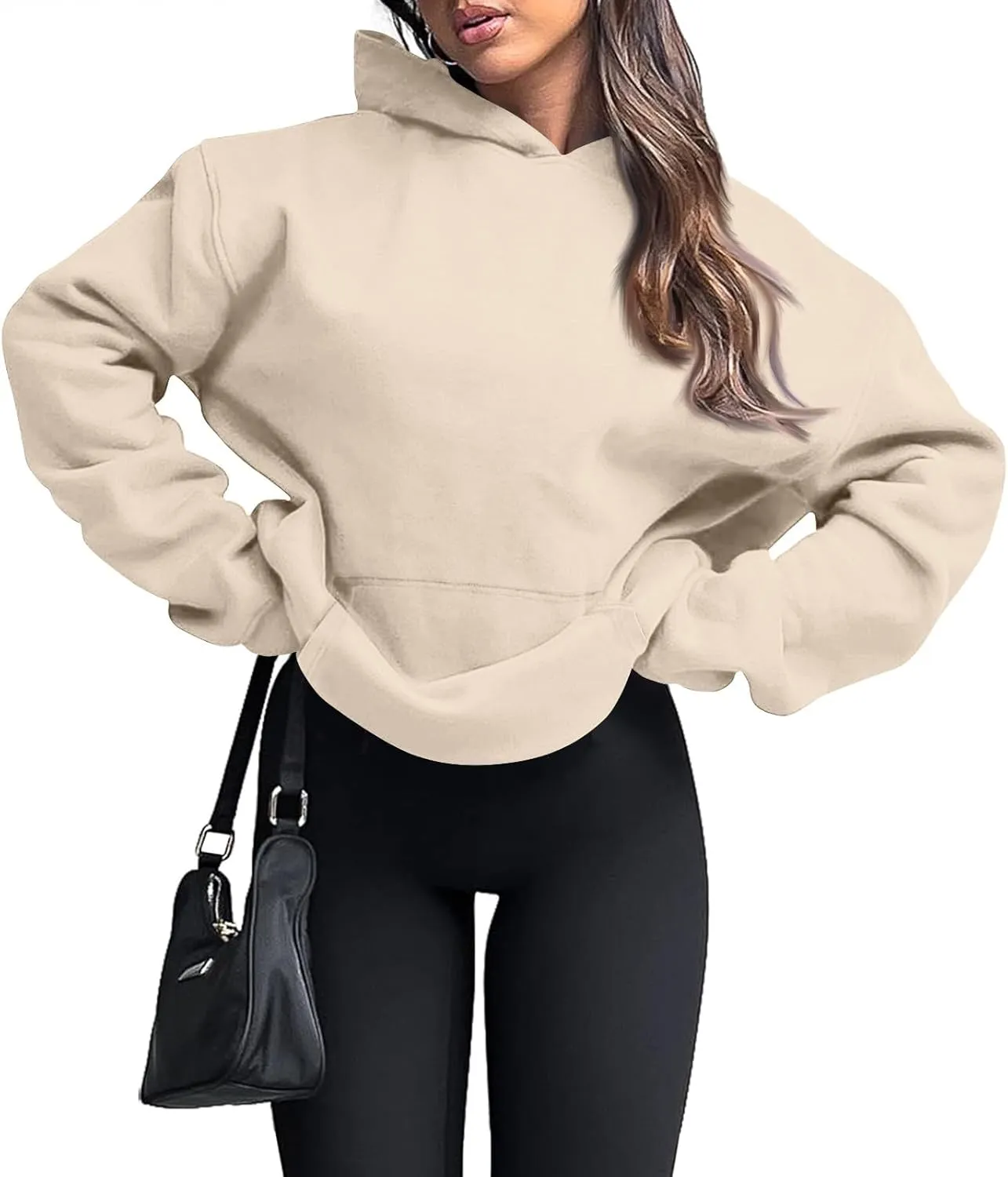 Oversized Hoodies for Women Trendy Winter Fleece Pullover Hoodie Y2k Long Sleeve Hooded Sweatshirt with Pockets