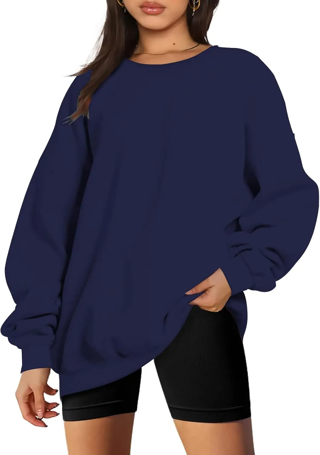 Oversized Long Sleeve Sweatshirts For Women 2023 Fall Fashion Crewneck Sweatshirt Solid Casual Loose Pullover Tops