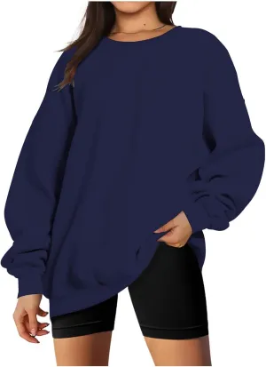 Oversized Long Sleeve Sweatshirts For Women 2023 Fall Fashion Crewneck Sweatshirt Solid Casual Loose Pullover Tops