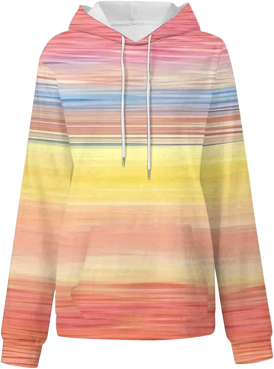 Oversized Sweatshirts for Teen Girl Trendy Gradient Colorblock Hoodies Women Drop Shoulder Long Sleeve Pullover Hoody