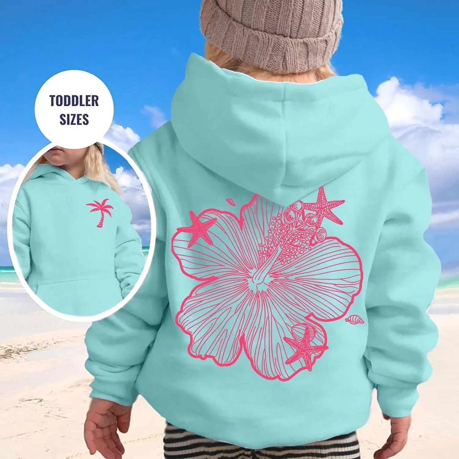 Palm Puff Hoodie for Kids Letter Graphic Hoodie Cute Preppy Sweatshirt Teen Girls Long Sleeve Tops with Pockets