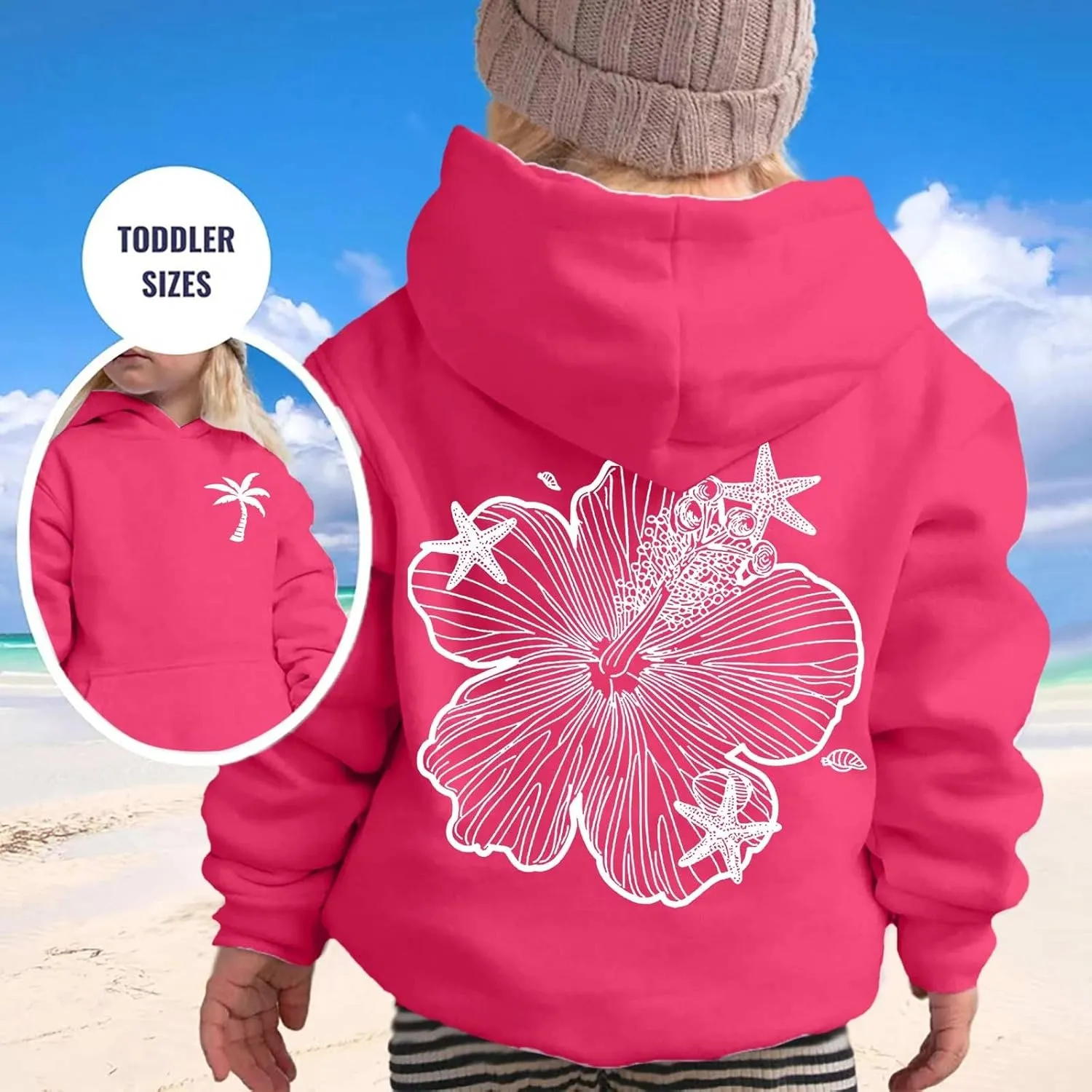 Palm Puff Hoodie for Kids Letter Graphic Hoodie Cute Preppy Sweatshirt Teen Girls Long Sleeve Tops with Pockets
