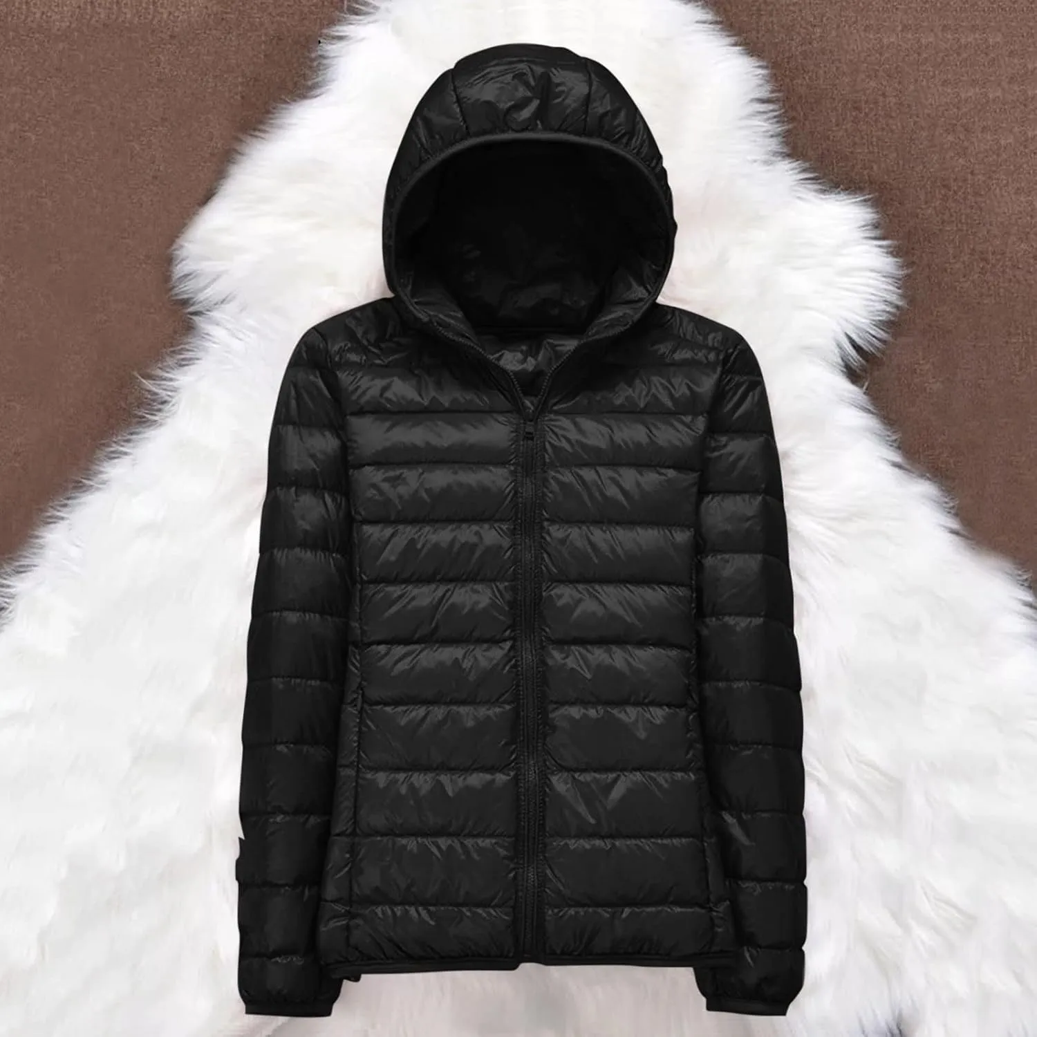 Parkas Long Sleeve Warm Zipper Thickened with Pockets Skimpy Solid Color Casual Hooded Women's Thickened Down Jacket