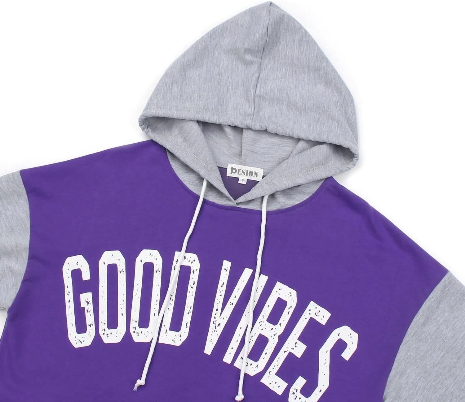 PESION Womens Pullover Hoodies Oversized Graphic Color Block Novelty Hoodie Sweatshirts with Pockets