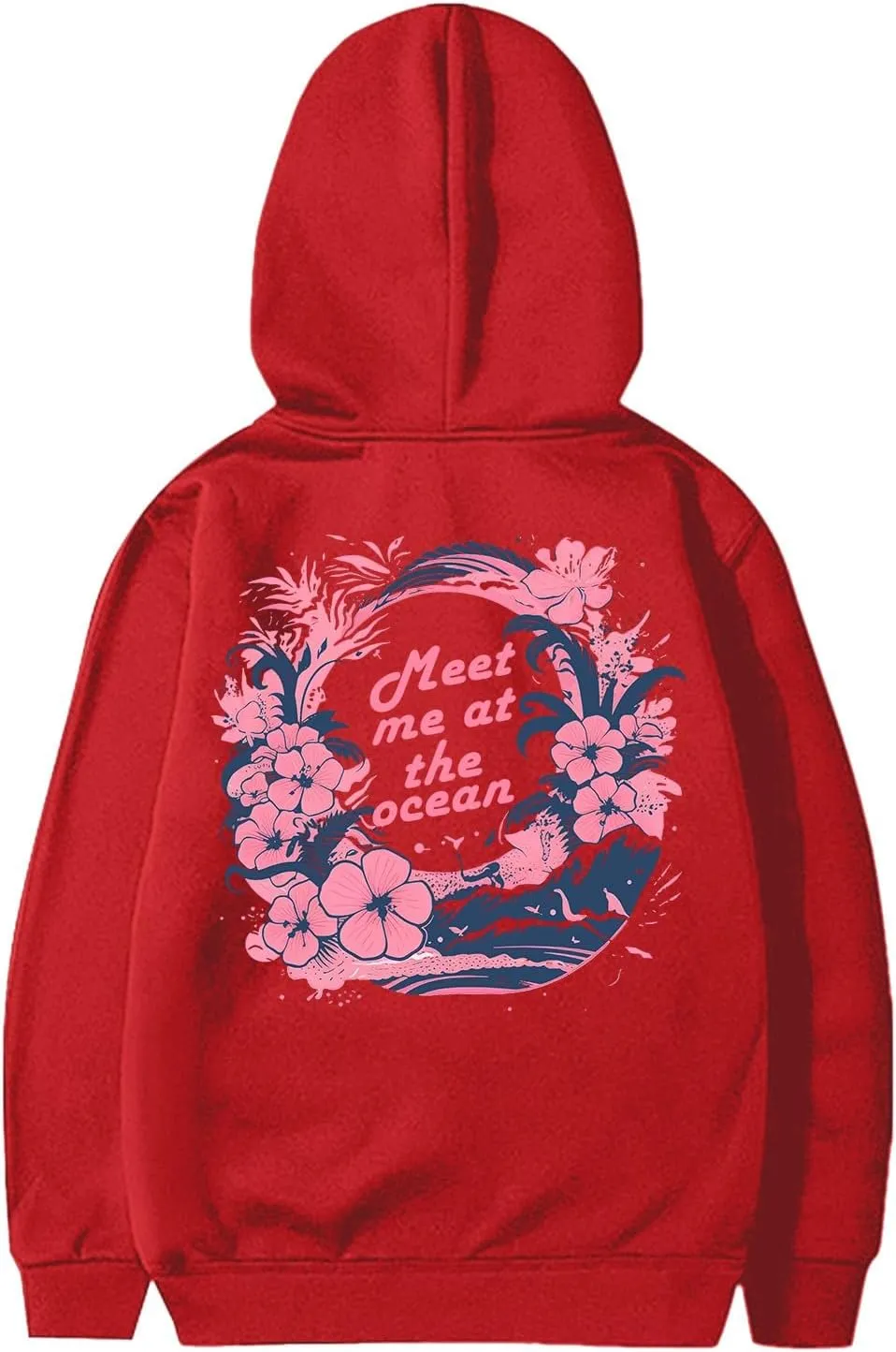Pink Pom Puff Hoodies For Kids Meet Me At The Ocean Cute Preppy Sweatshirt Teen Girls Oversized Y2K Casual Pullover