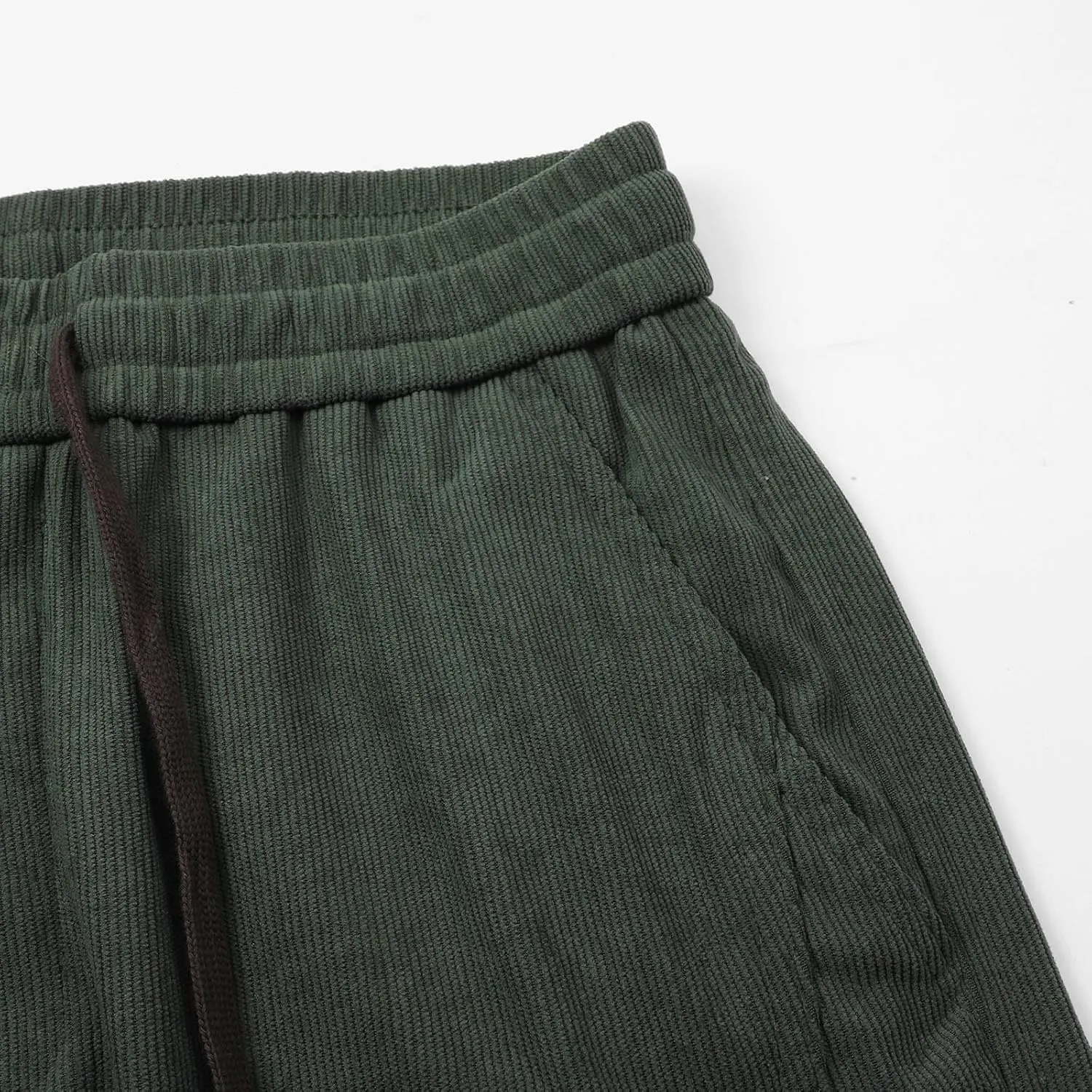 Plus Size Corduroy Cargo Pants Men Pocket Elastic String Waist Sweatpants Warm Casual Sports Tapered Jogger Trousers