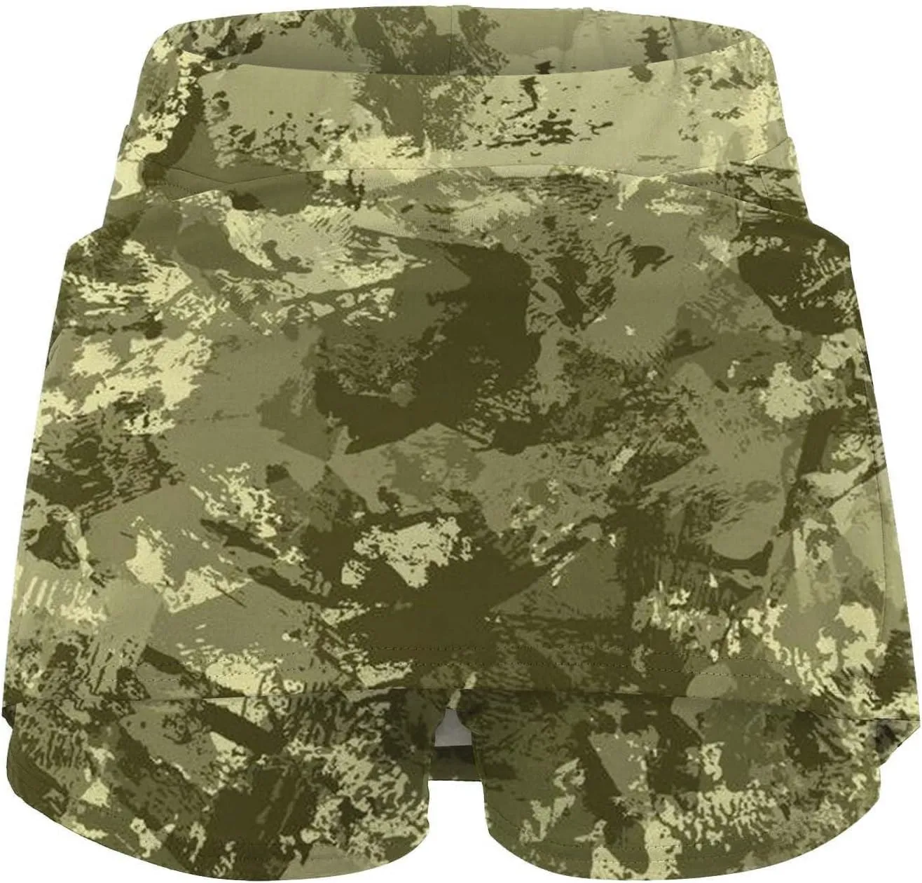 Plus Size Tennis Skirts for Women Camouflage Printed Mid Skirts with Pockets Quick Dry High Waisted Golf Skirts