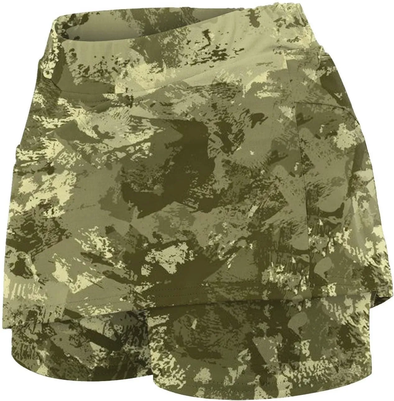 Plus Size Tennis Skirts for Women Camouflage Printed Mid Skirts with Pockets Quick Dry High Waisted Golf Skirts