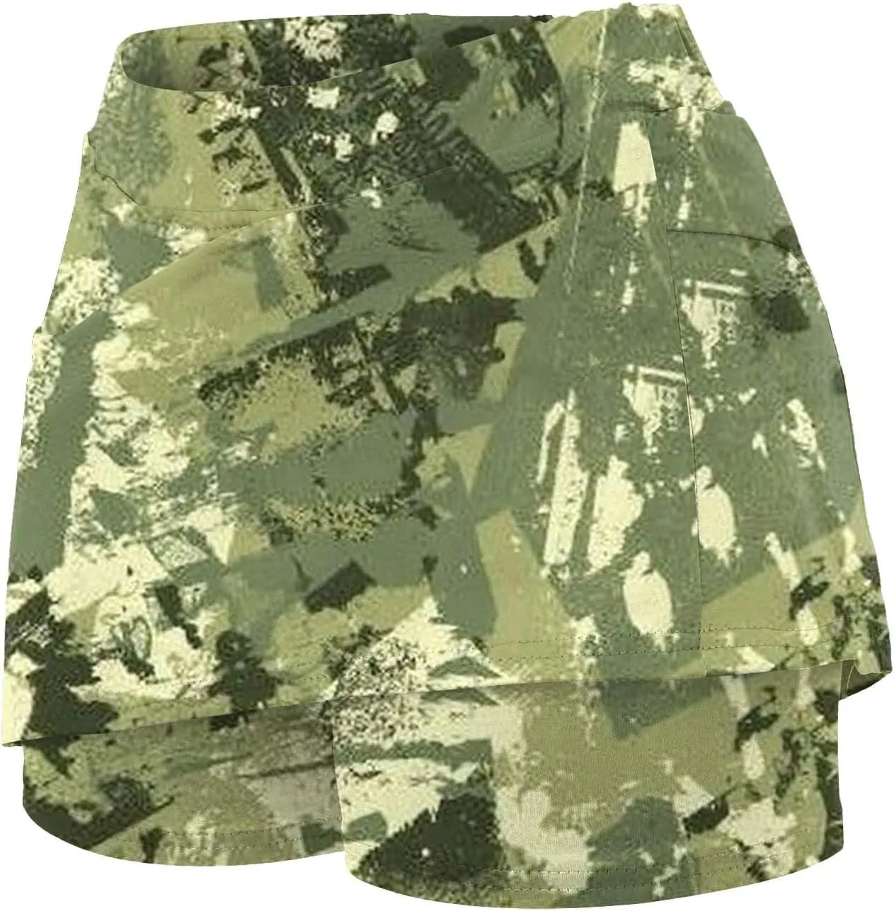 Plus Size Tennis Skirts for Women Camouflage Printed Mid Skirts with Pockets Quick Dry High Waisted Golf Skirts