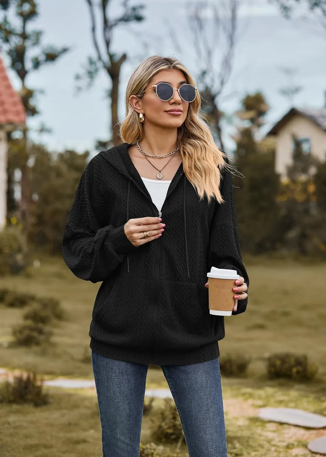 Plustrong Womens Zip Up Hoodies Long Sleeve Casual Oversized Sweatshirts Jackets with Pockets
