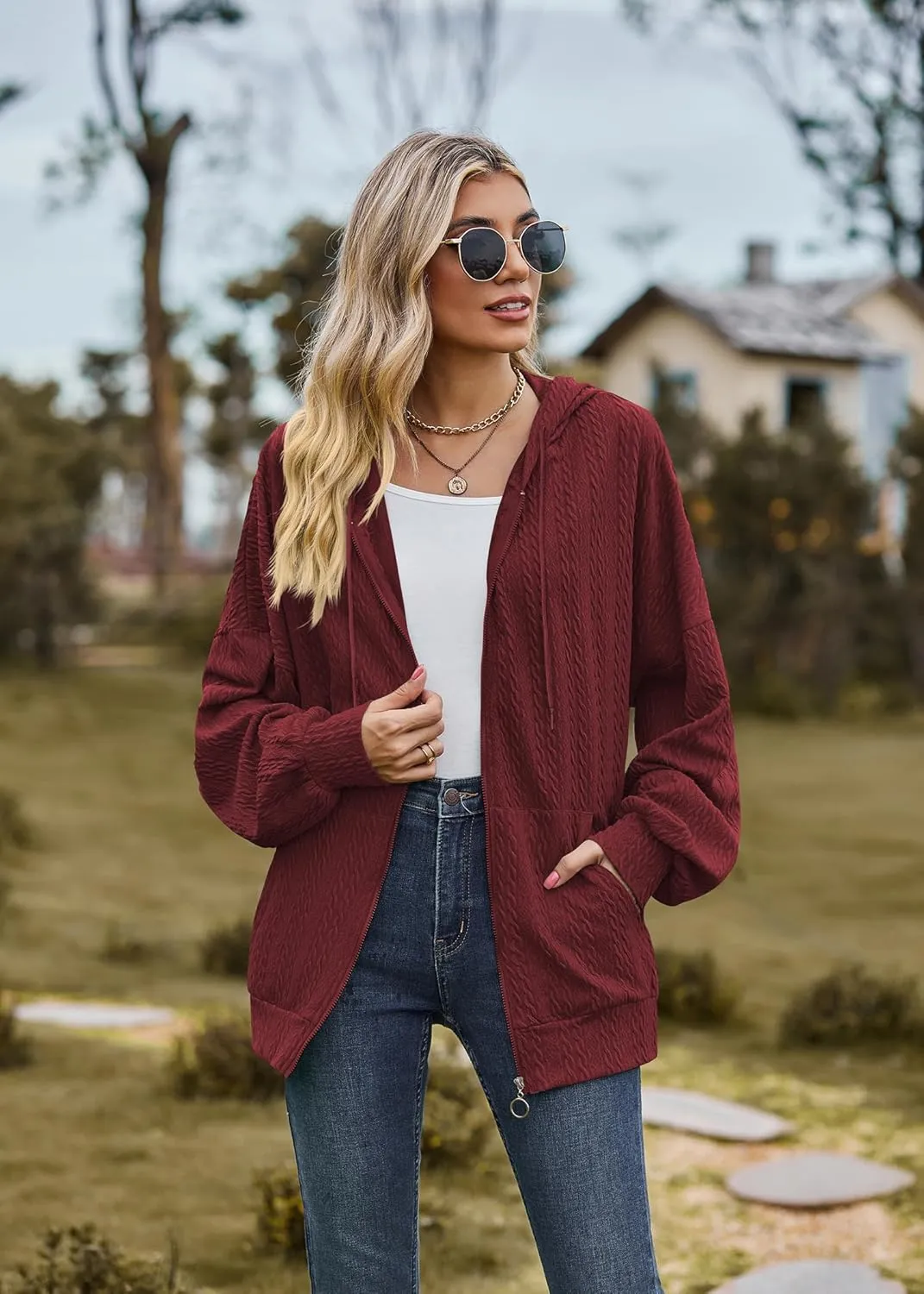 Plustrong Womens Zip Up Hoodies Long Sleeve Casual Oversized Sweatshirts Jackets with Pockets