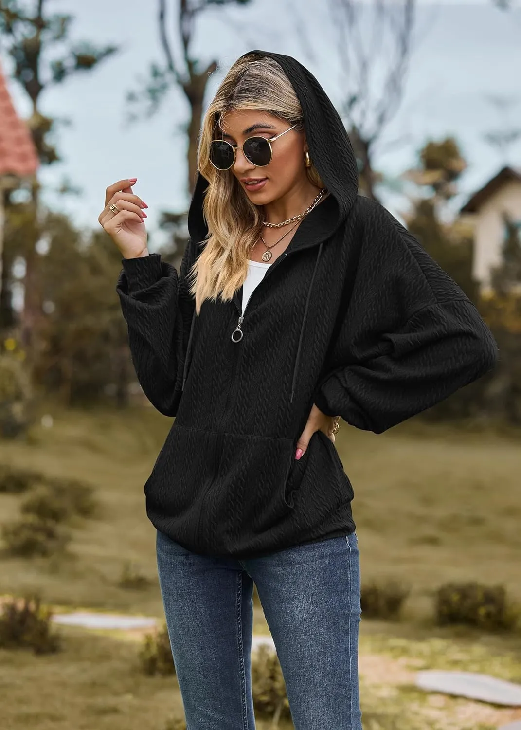 Plustrong Womens Zip Up Hoodies Long Sleeve Casual Oversized Sweatshirts Jackets with Pockets