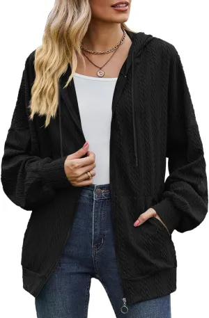 Plustrong Womens Zip Up Hoodies Long Sleeve Casual Oversized Sweatshirts Jackets with Pockets