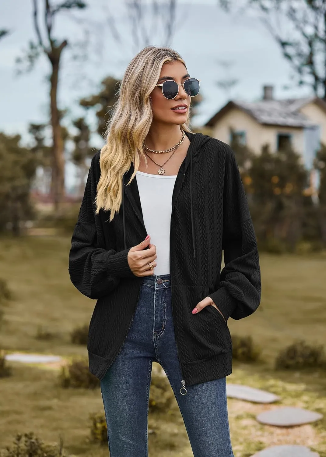 Plustrong Womens Zip Up Hoodies Long Sleeve Casual Oversized Sweatshirts Jackets with Pockets