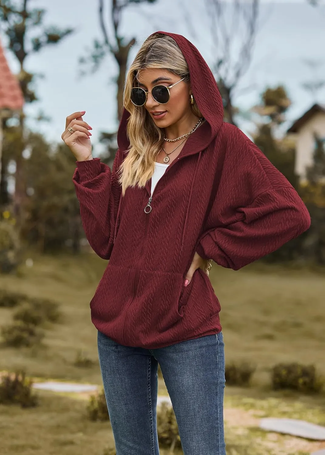 Plustrong Womens Zip Up Hoodies Long Sleeve Casual Oversized Sweatshirts Jackets with Pockets