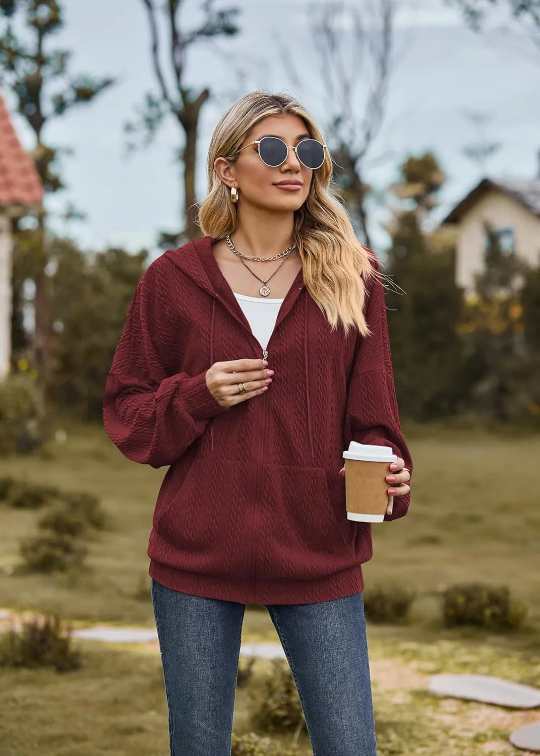 Plustrong Womens Zip Up Hoodies Long Sleeve Casual Oversized Sweatshirts Jackets with Pockets