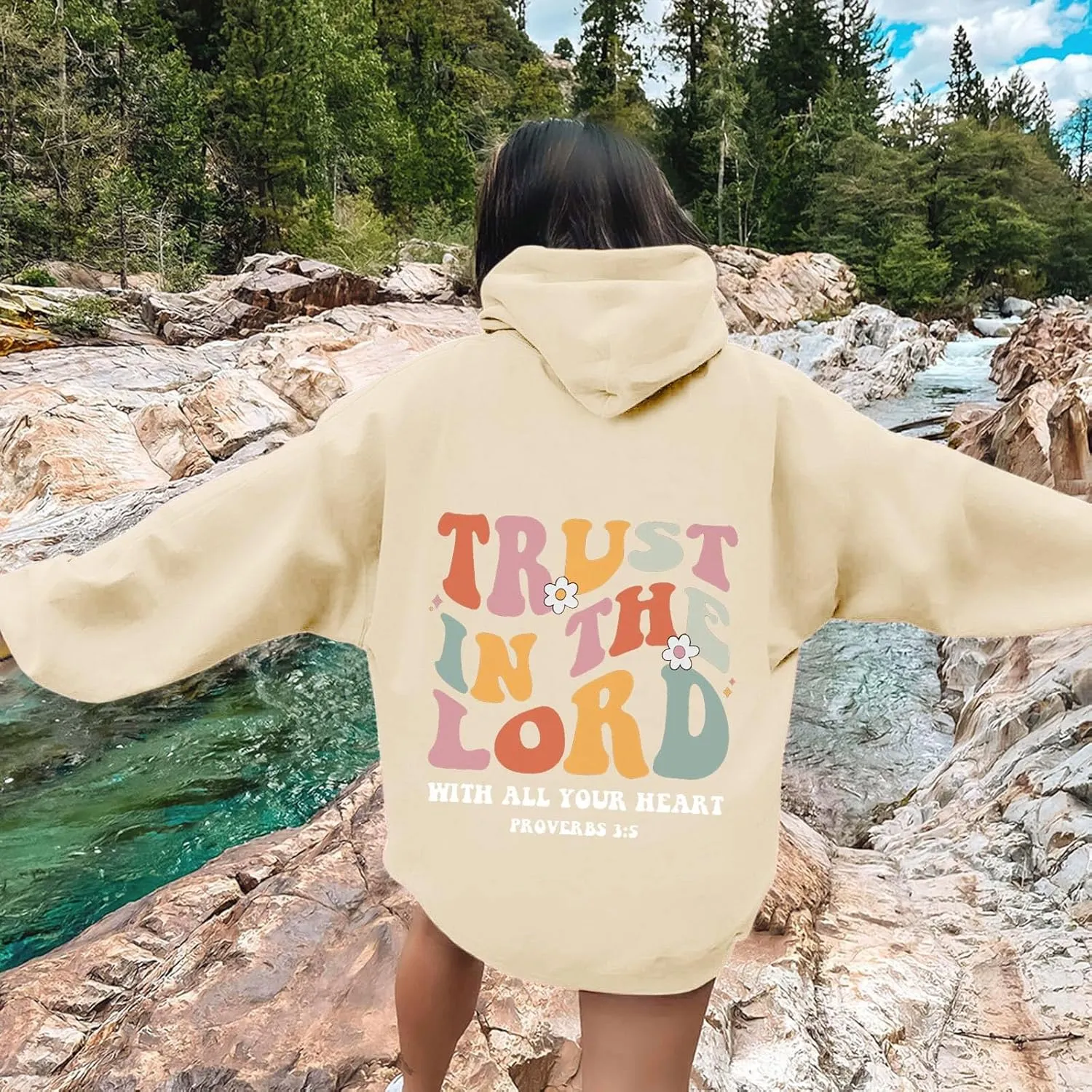 Preppy Graphic Hoodies for Teen Girls Pink Palm Puff hoodie 2024 Fall Fashion Long Sleeve Sweatshirts with Pockets