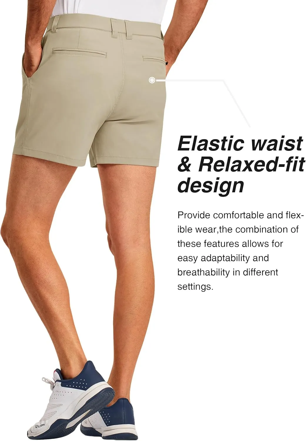 PULI Golf Shorts Men 5 Inch Inseam Stretch Casual Dress Shorts with Pockets Waterproof Lightweight Quick Dry