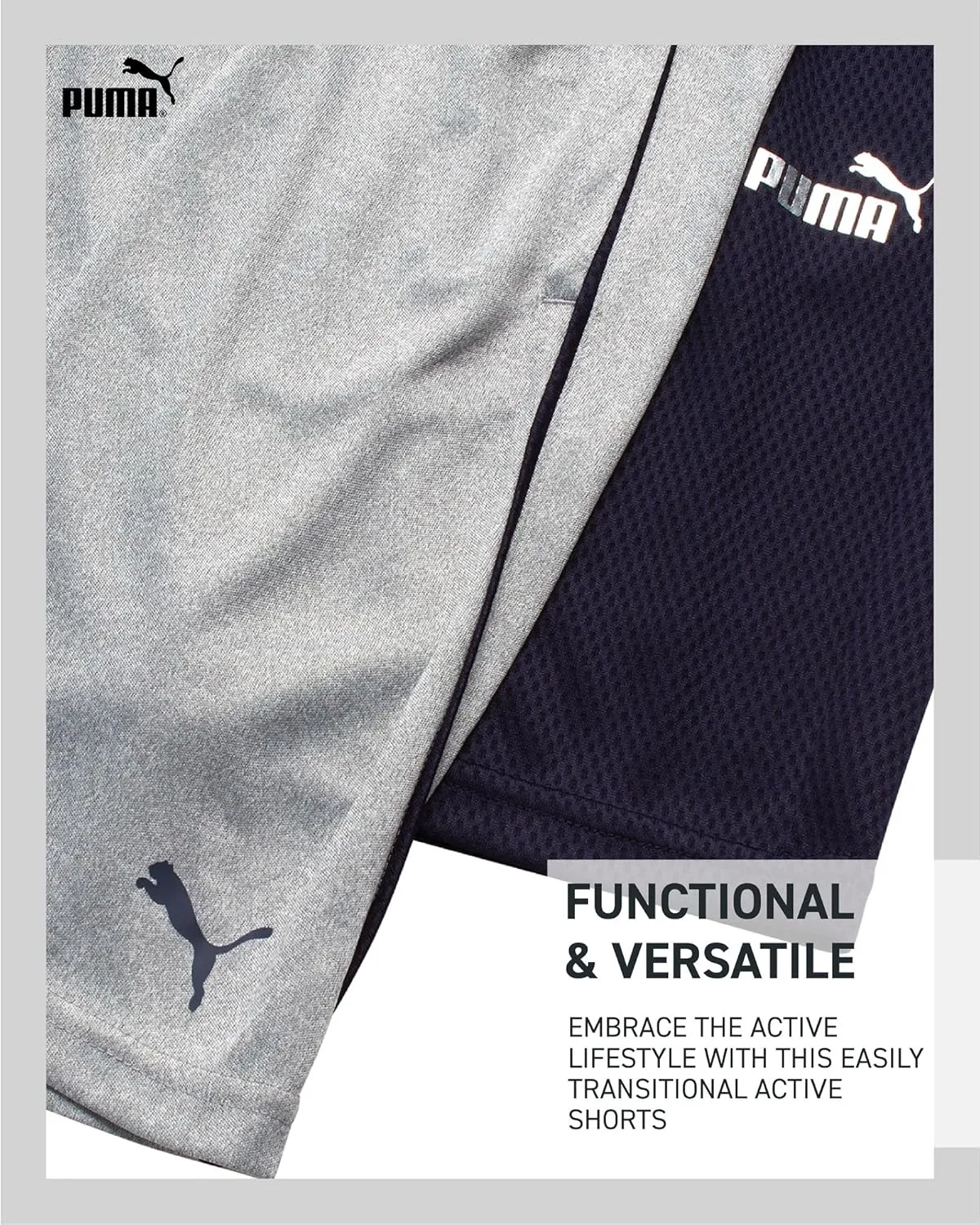 PUMA Boys Athletic Shorts - 2 Pack Active Performance Mesh Basketball Shorts for Boys (Sizes: 4-20)