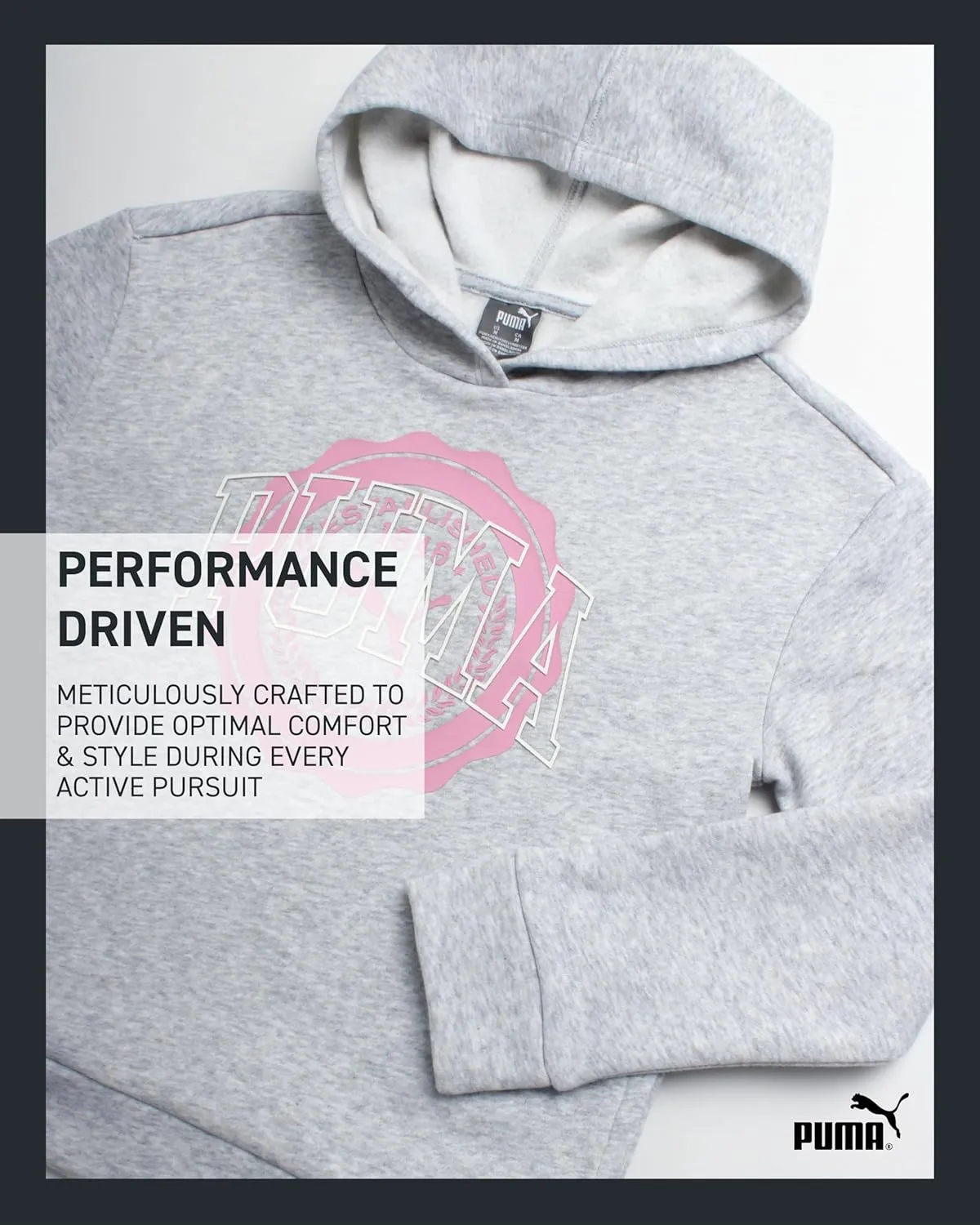 PUMA Girls' Sweatshirt - Performance Fleece Pullover Graphic Hoodie for Girls (7-16)