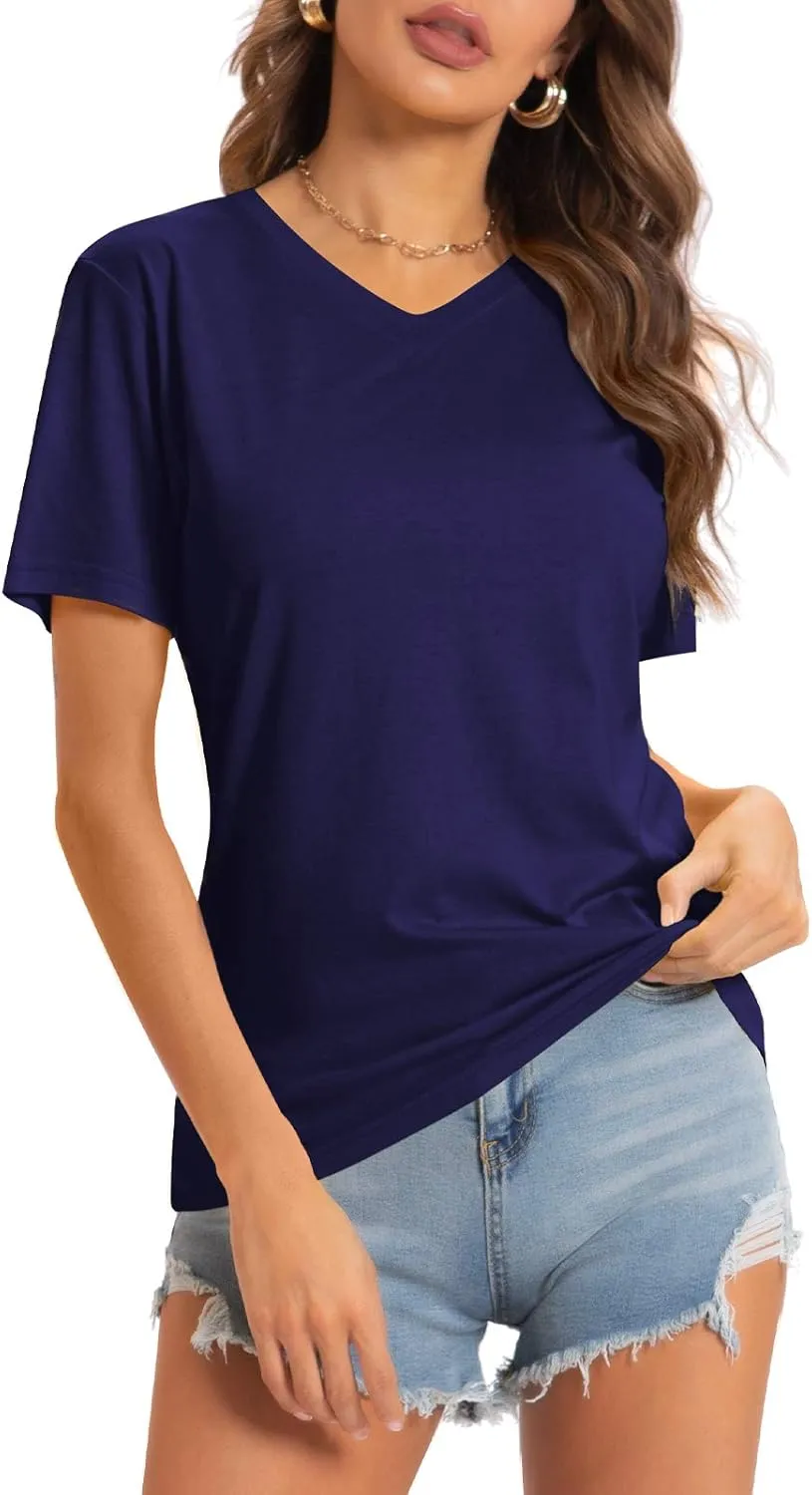 QUALFORT Women's V Neck T-Shirt Women