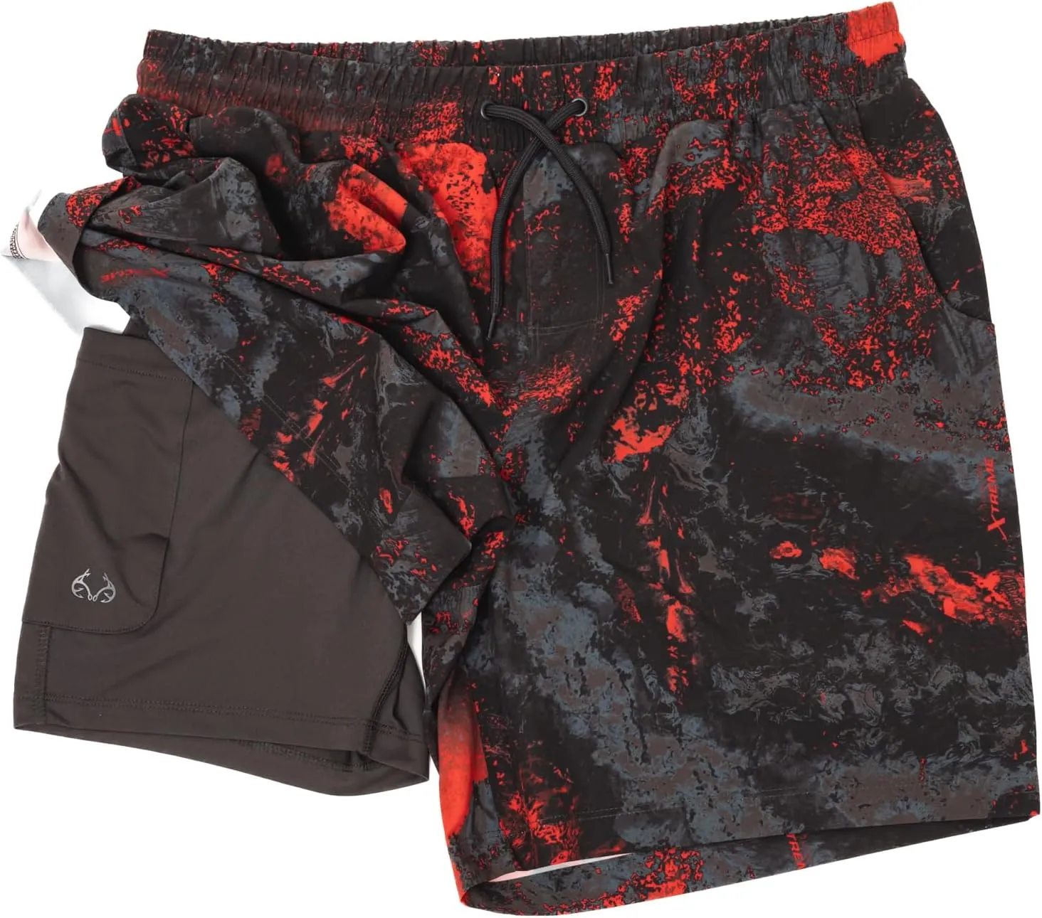 Realtree Men's Camo Lined Shorts Quick Dry Shorts with Zipper Pockets for Running, Fishing and Hiking