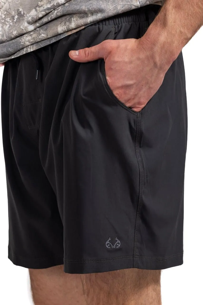 Realtree Men's Camo Lined Shorts Quick Dry Shorts with Zipper Pockets for Running, Fishing and Hiking