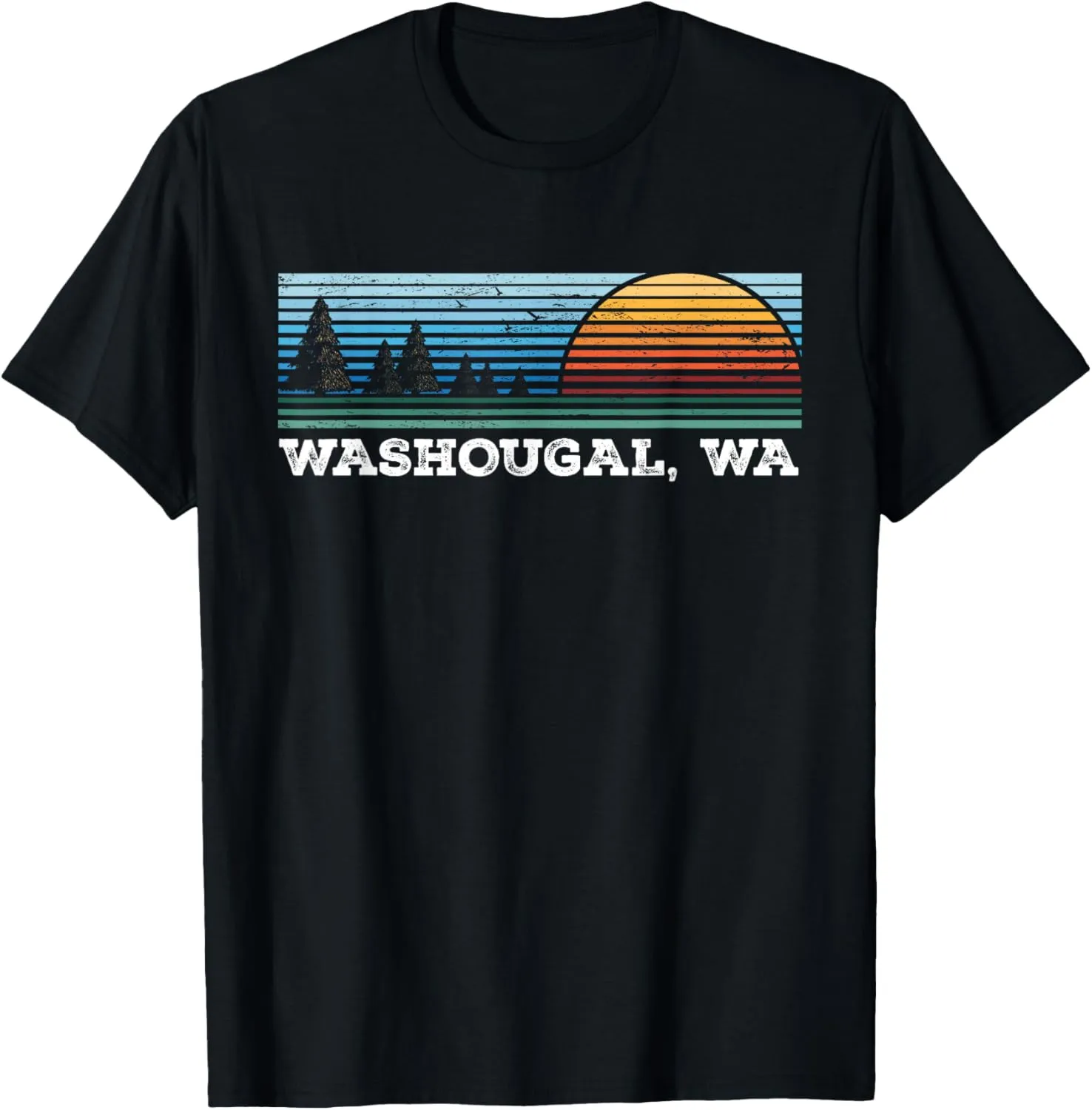 Retro Sunset Stripes Washougal, Washington T-Shirt