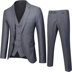 S-6XL Mens 3 Pieces Slim Fit Dress Suits Regular Fit Blazer Jacket & Vest & Pants Formal Sets Big and Tall Wedding Tuxedo