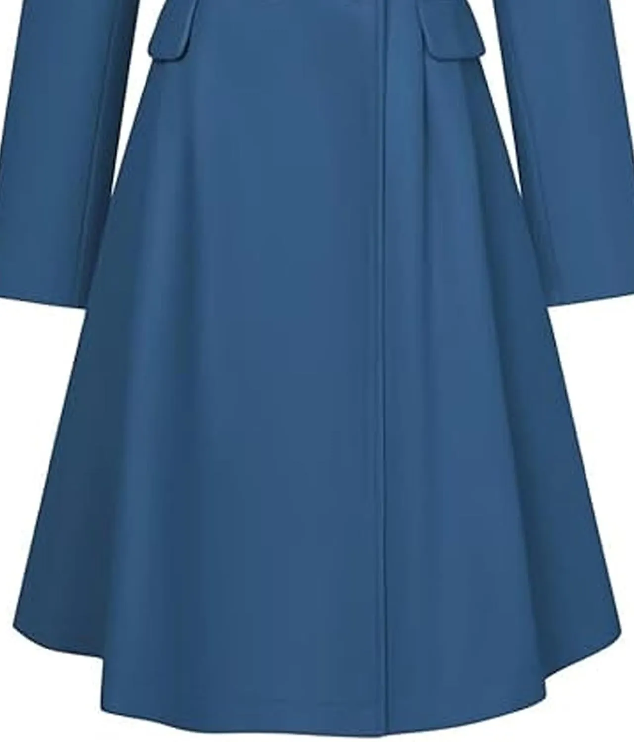 SEMATOMALA Women's Winter Wool Blend Swing Dress Coat Stand Collar Double Breasted Trench Coat A Line Pea Coat