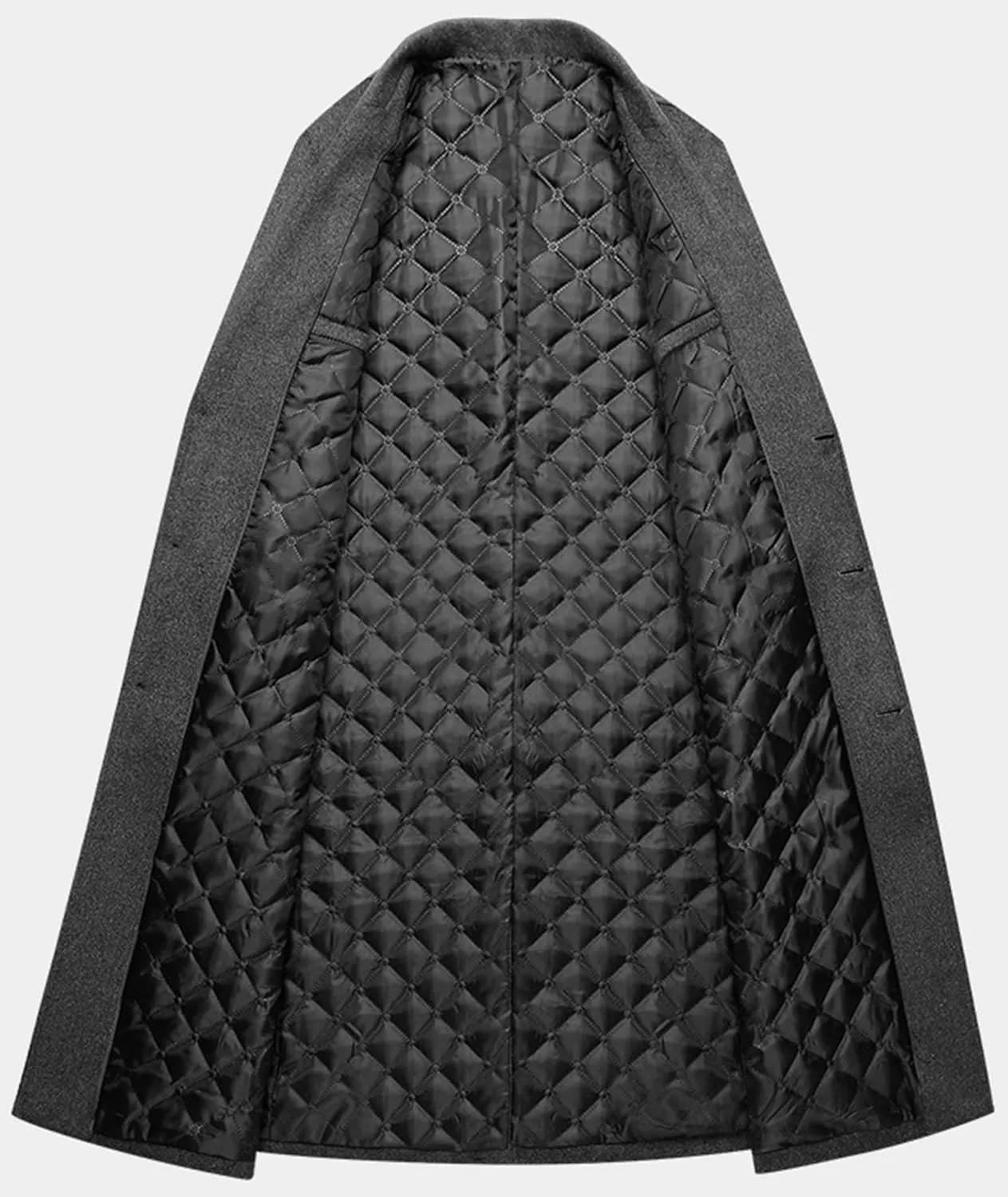 Sexyshine Men's Winter Fall Wool Blend Trench Coat Pea Coat Lapel Collar Single Breasted Lined Warm Jacket Long Overcoat