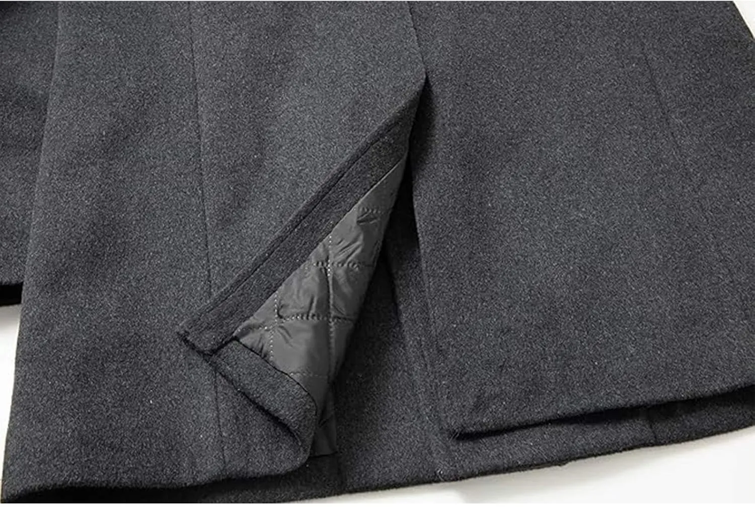 Sexyshine Mens Woolen Blend Trench Coat Pea Coat Double Breasted Notched Lapel Regular Fit Winter Business Overcoat