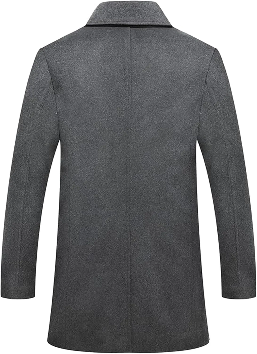 Sexyshine Mens Woolen Blend Trench Coat Pea Coat Double Breasted Notched Lapel Regular Fit Winter Business Overcoat