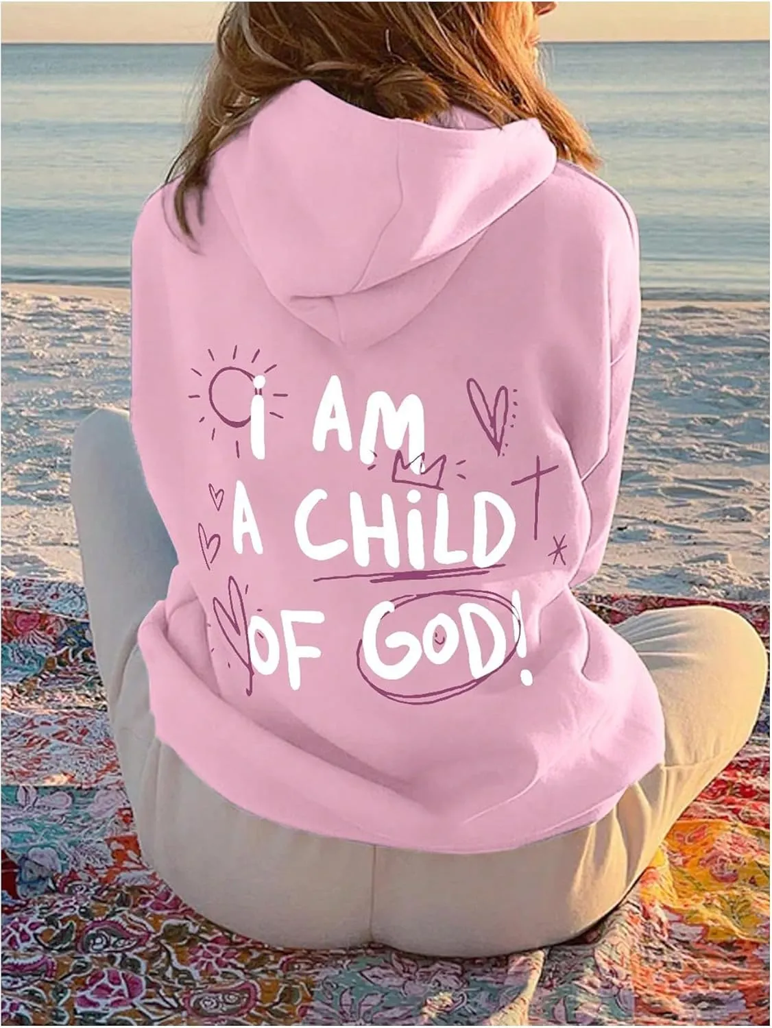 SHENHE Women's Oversized Graphic Hoodie Letter Print Casual Hoodie Pullover Sweatshirt