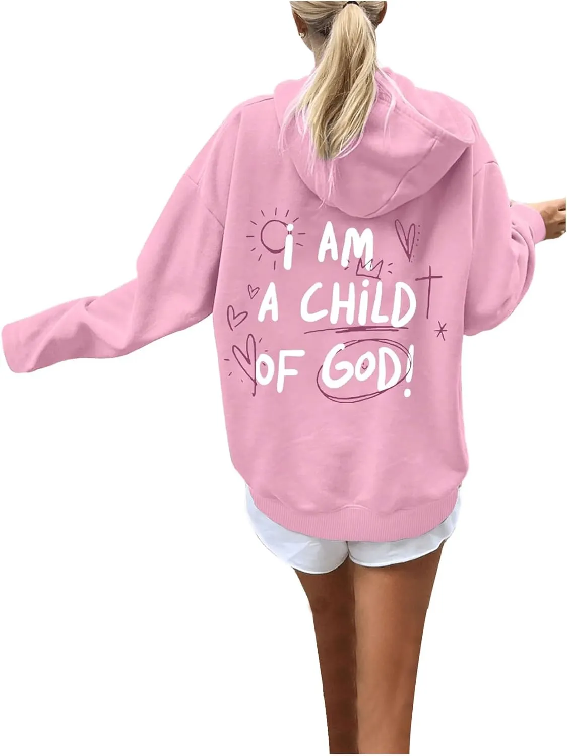 SHENHE Women's Oversized Graphic Hoodie Letter Print Casual Hoodie Pullover Sweatshirt