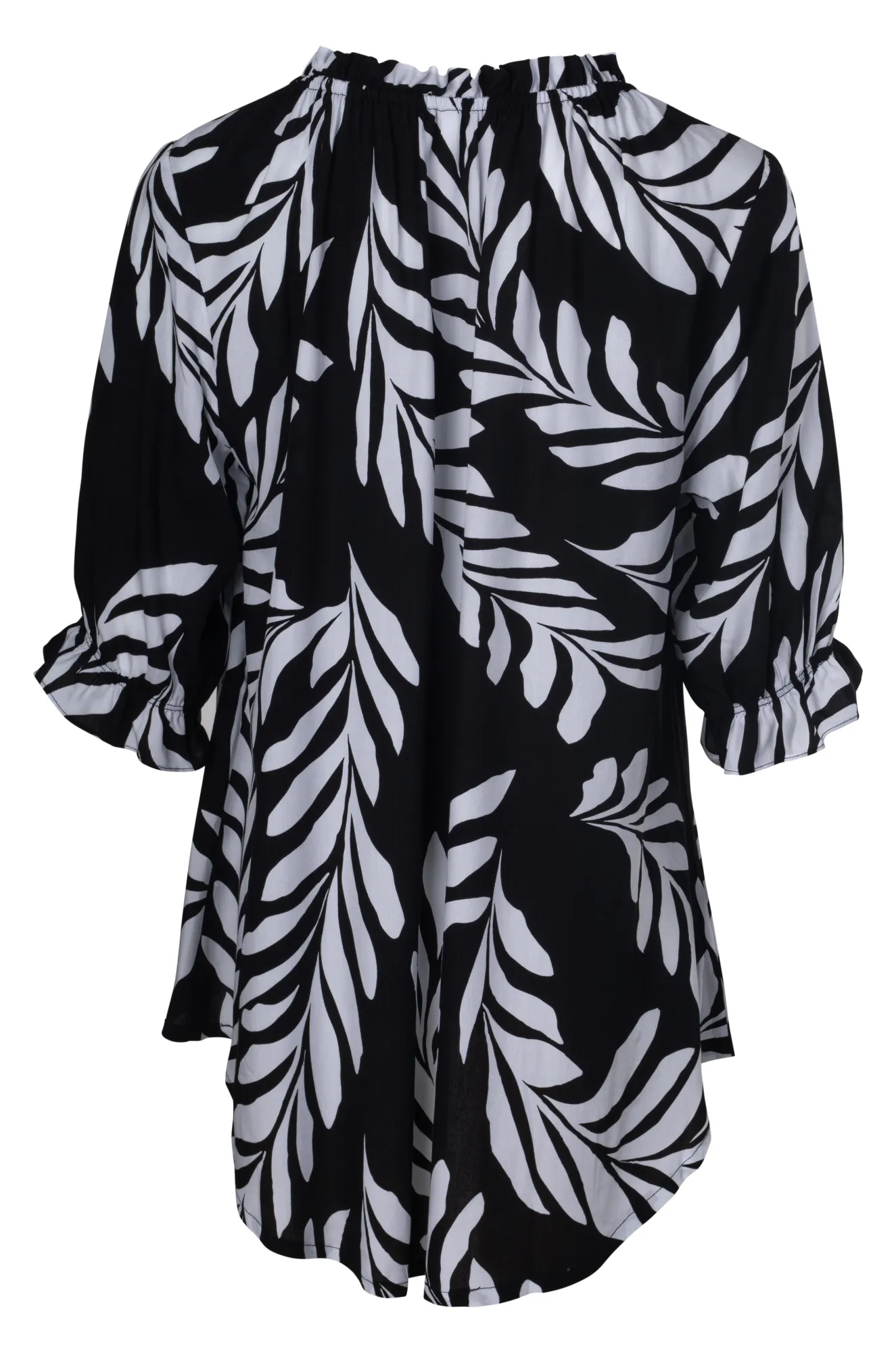 Shirred neck Tunic | Black Ivory Fern | 3322A1